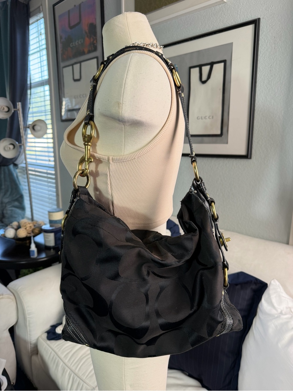 Y2K  Coach Carly Signature Slim Hobo Shoulder Bag